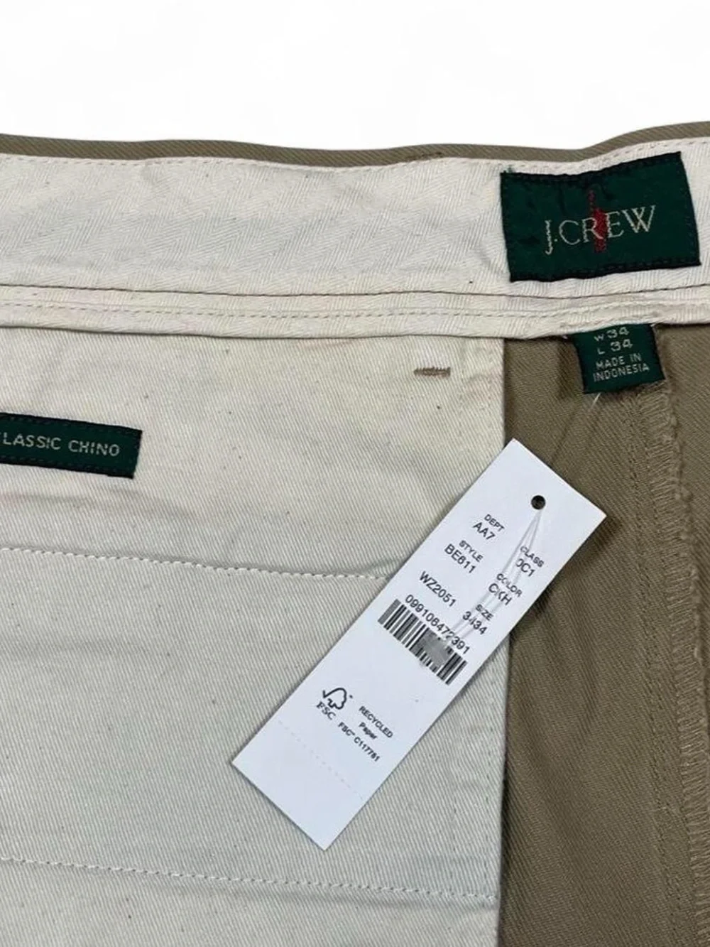 NWT! J.Crew Classic Chino Tan Khaki Flat Front Pants Men’s Size W34 L34 Golf